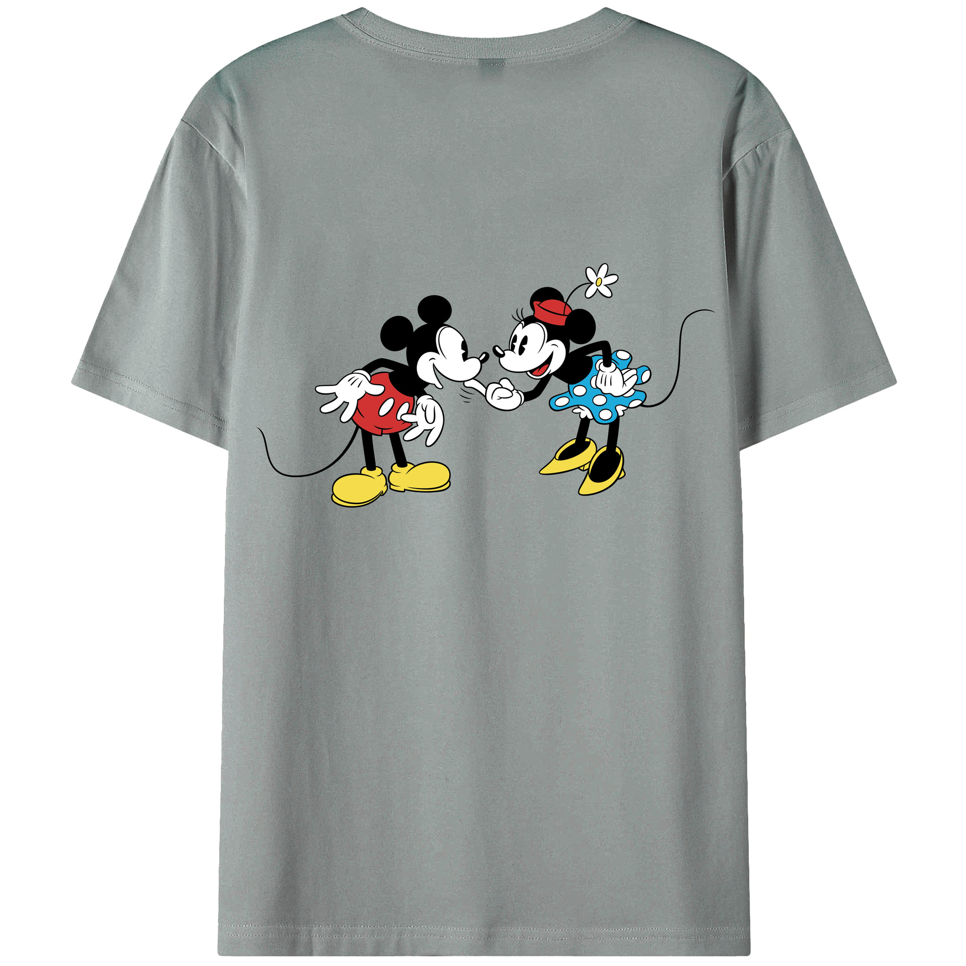 ミッキーマウス Mickey Mouse 綿100％ メンズ半袖Tシャツ（バックプリント） 通気性